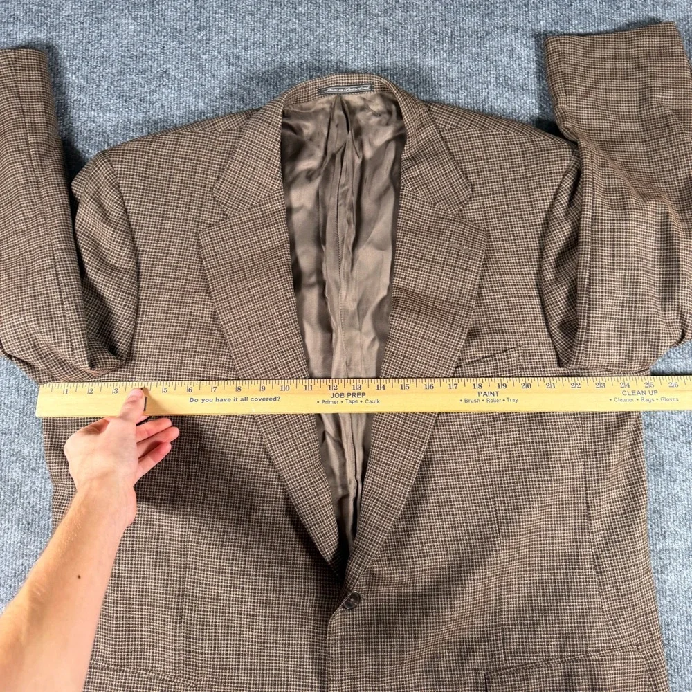 Ermenegildo Zegna Wool Sport Coat Blazer 50R Brown Micro Check Plaid